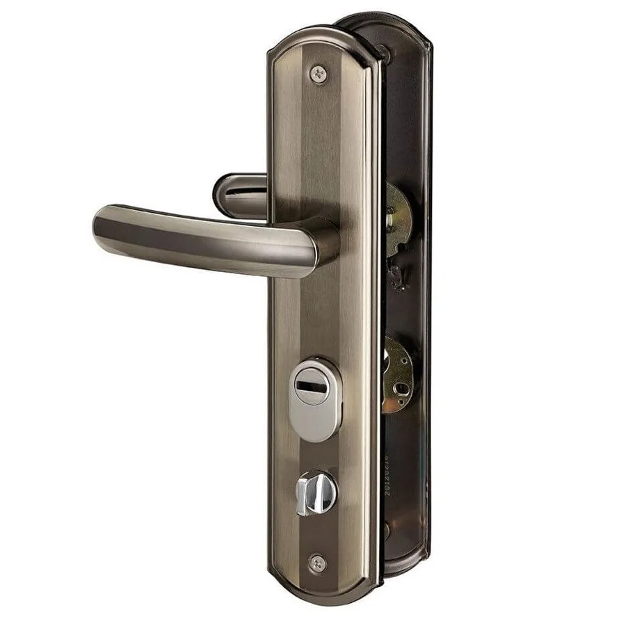 Maner pentru usa metalica, Thirard, pentru broasca incastrata dreapta, cu sild si arc, culoare argintiu anodizat, 68x59.5 mm