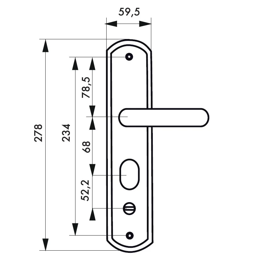 Maner pentru usa metalica, Thirard, pentru broasca incastrata dreapta, cu sild si arc, culoare argintiu anodizat, 68x59.5 mm