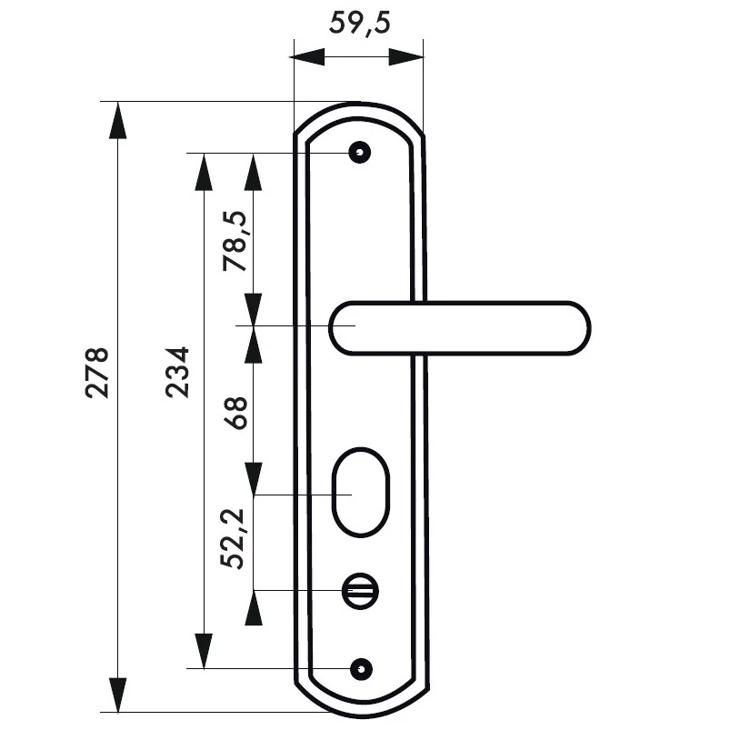 Maner pentru usa metalica, Thirard, pentru broasca incastrata stanga, cu sild si arc, culoare argintiu anodizat, 68x59.5 mm