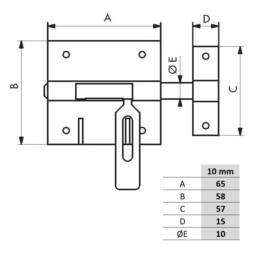 Zavor aplicat Thirard cu orificiu pentru lacat si bolt de inchidere diametru 10 mm