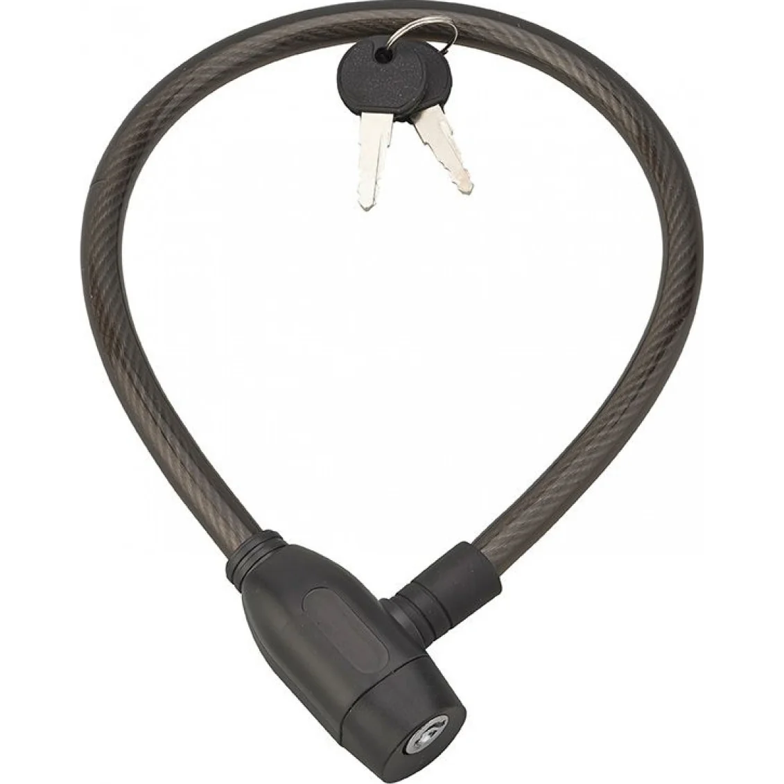 Cablu antifurt bicicleta din otel cu 2 chei THIRARD TWISTY lungime 60 cm, diametru 12 mm, invelis negru transparent