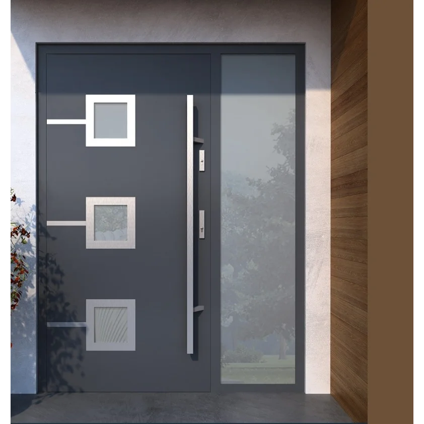 Maner spatial pe o singura parte, Medos, inox mat, rectangular, l 1200 mm, la 45 de grade, fara accesorii de prindere