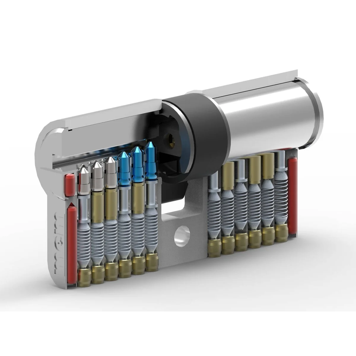 Cilindru cu amprenta mcm BPS 45x45, cu protectie la lovire, functie antipanica, cartela multiplicare chei, nichel, 5 chei