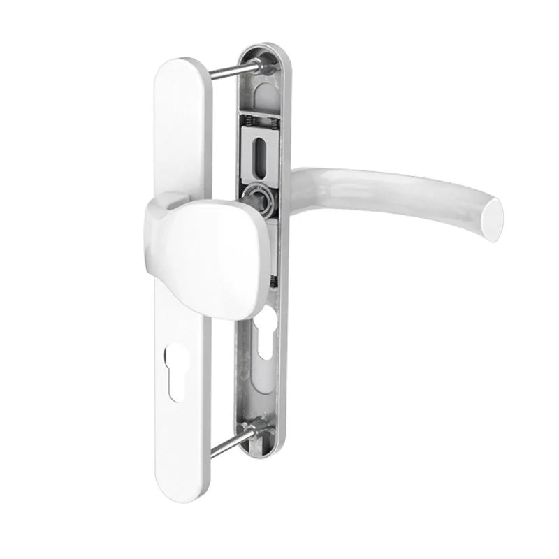 Maner usa termopan, Jowisz, exterior, 92 x 32 mm, buton fix, cu arc, material aluminiu, culoare alb RAL9016