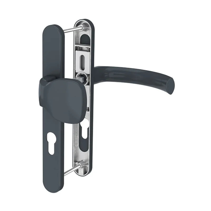 Maner usa termopan, Jowisz, exterior, 92 x 32 mm, buton fix, cu arc material aluminiu culoare gri antracit mat RAL7016