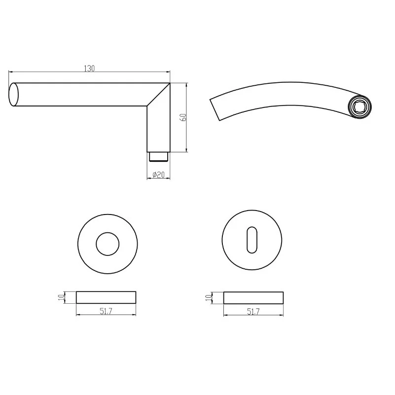 Maner usa de interior STROXX model Madlin cu rozeta pentru cheie , material inox mat