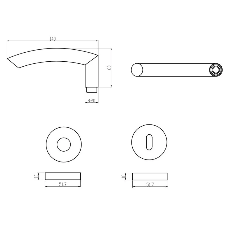 Maner usa de interior STROXX model Britt cu rozeta pentru cheie , material inox mat
