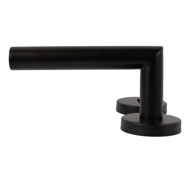 Maner usa interior STROXX cu rozeta pentru baie si maner la 90 de grade, material inox culoare negru mat