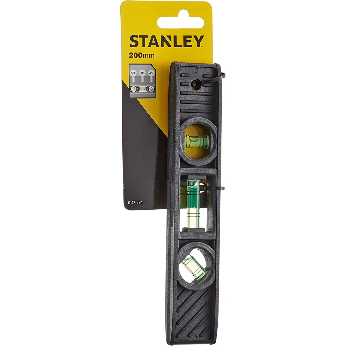 Nivela cu bula de aer STANLEY Torpedo cu trei fiole de verificare lungime 20 centimetri 0-42-294