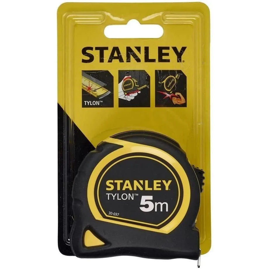 Ruleta cu banda metalica pentru masurare, STANLEY Tylon, cu blocare si carlig, 5 metri, 1-30-697