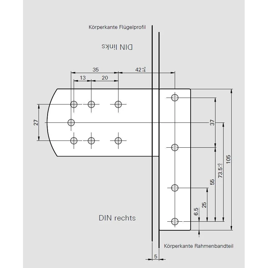 Balama usa termopan Roto, PS27, 17-20.5 mm, max. 120 kg, culoare alb RAL 9016
