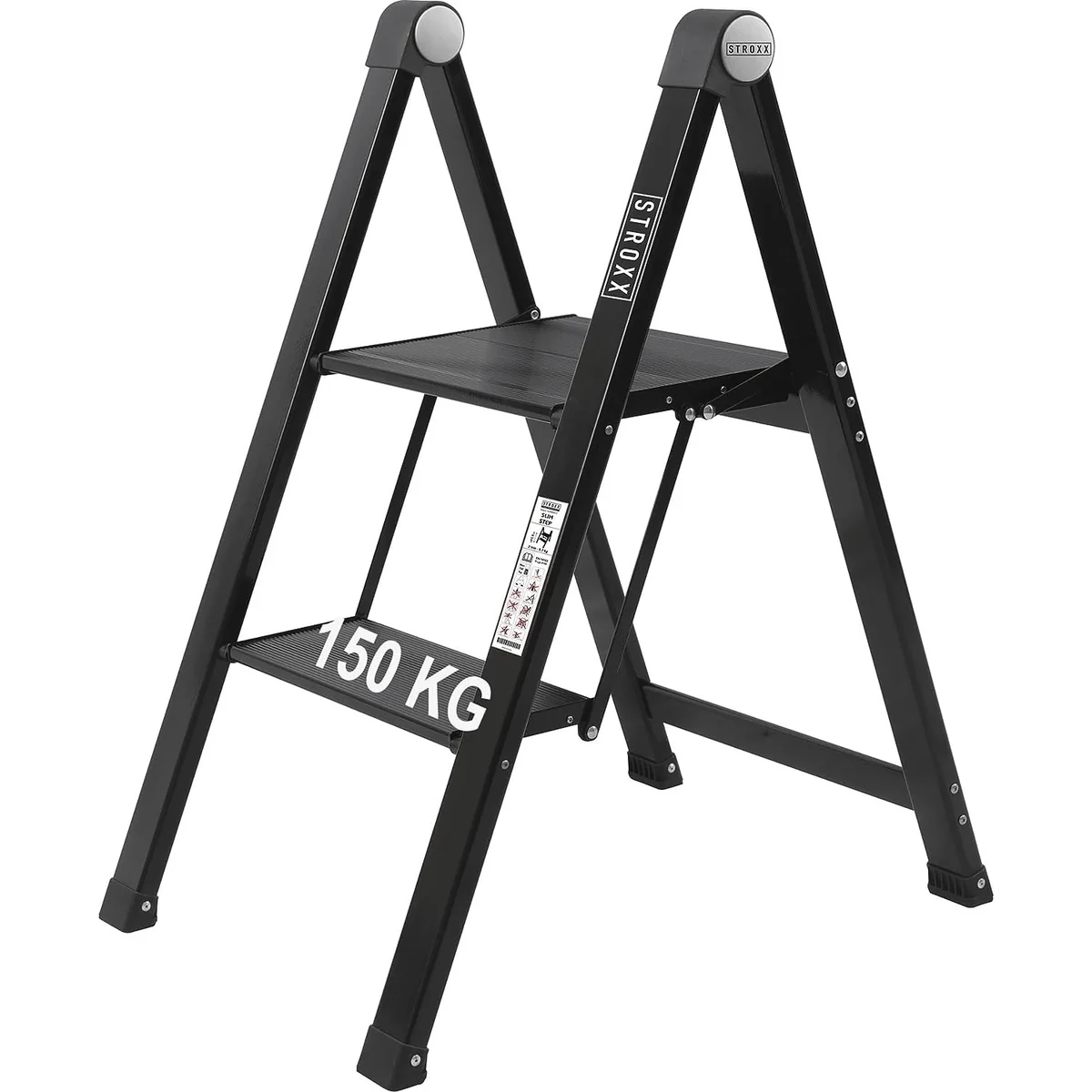 Scara pliabila din aluminiu STROXX cu doua trepte neagra