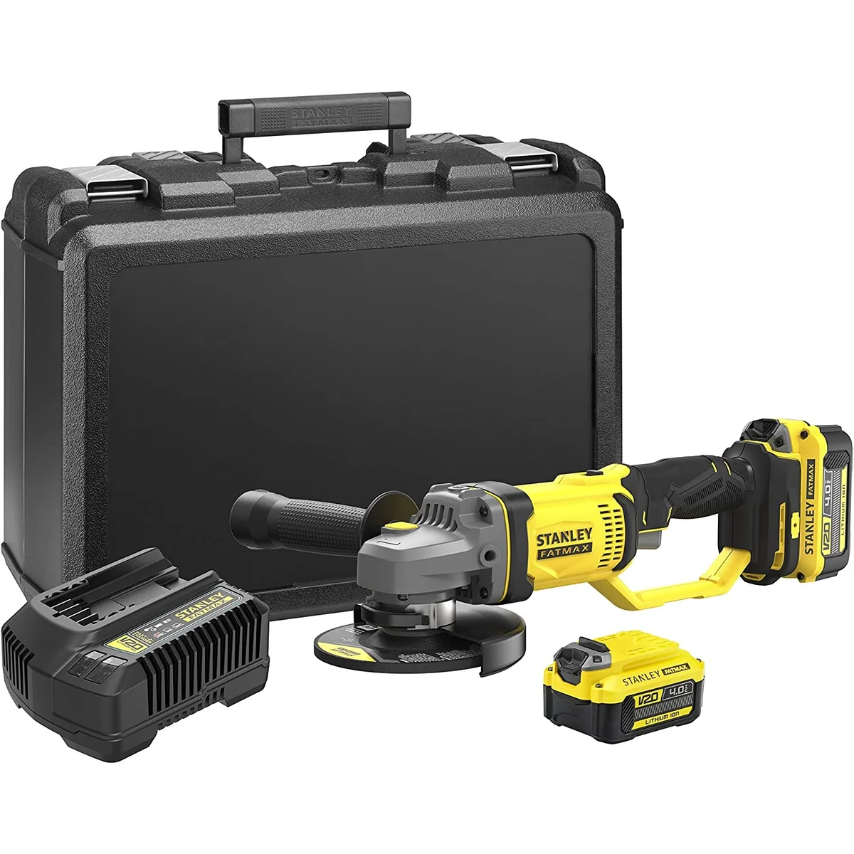 Polizor unghiular STANLEY FATMAX V20 cu 2 acumulatori 18 Volti 4 Ah si incarcator SFMCG400M2K-QW