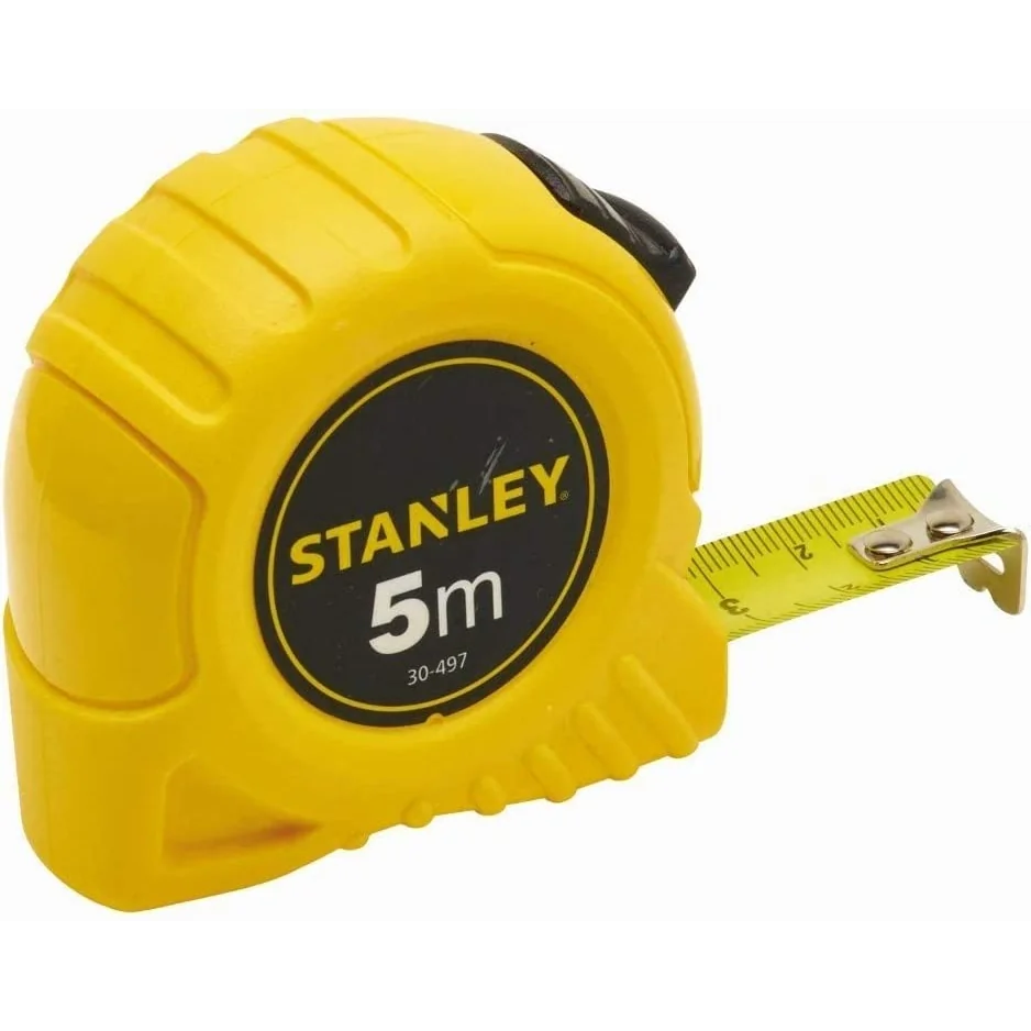 Ruleta cu banda metalica pentru masurare, STANLEY Classic, cu blocare si carlig, 5 metri, 1-30-497