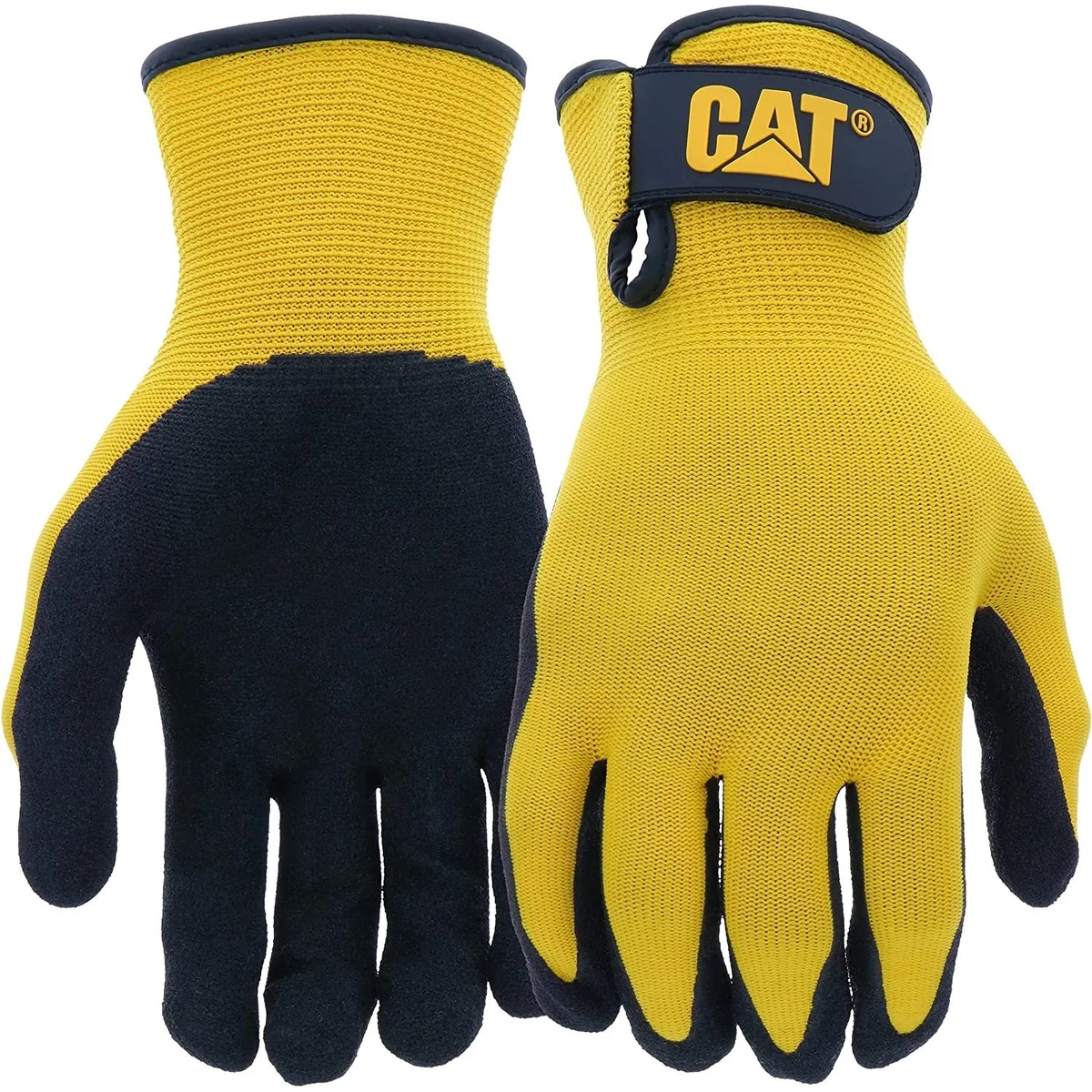 Manusi de lucru CAT 017416 acoperire partiala cu nitril culoare galben/negru marimea L