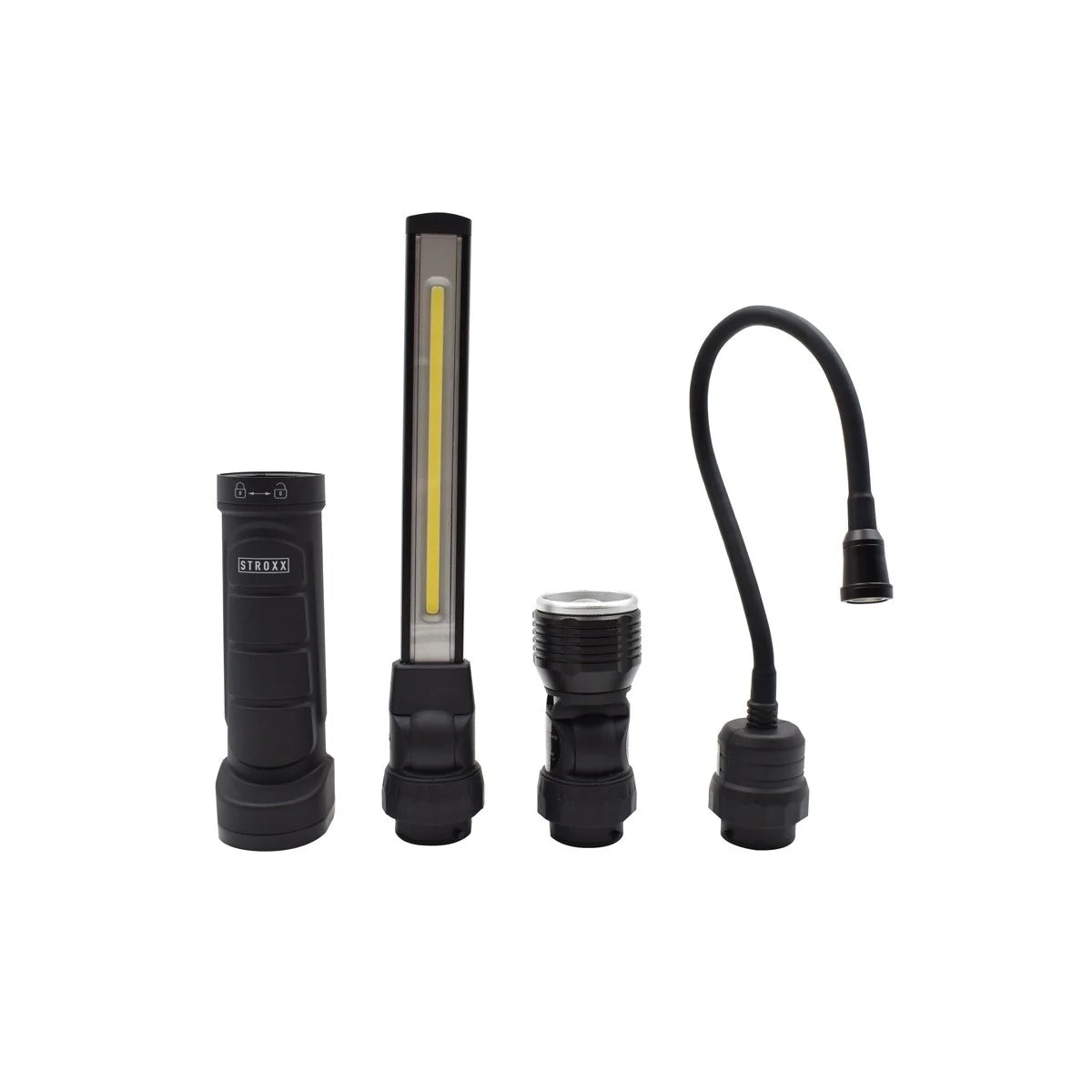 Lampa inspectie STROXX set 3 in 1 cu acumulator si incarcare micro USB culoare neagra