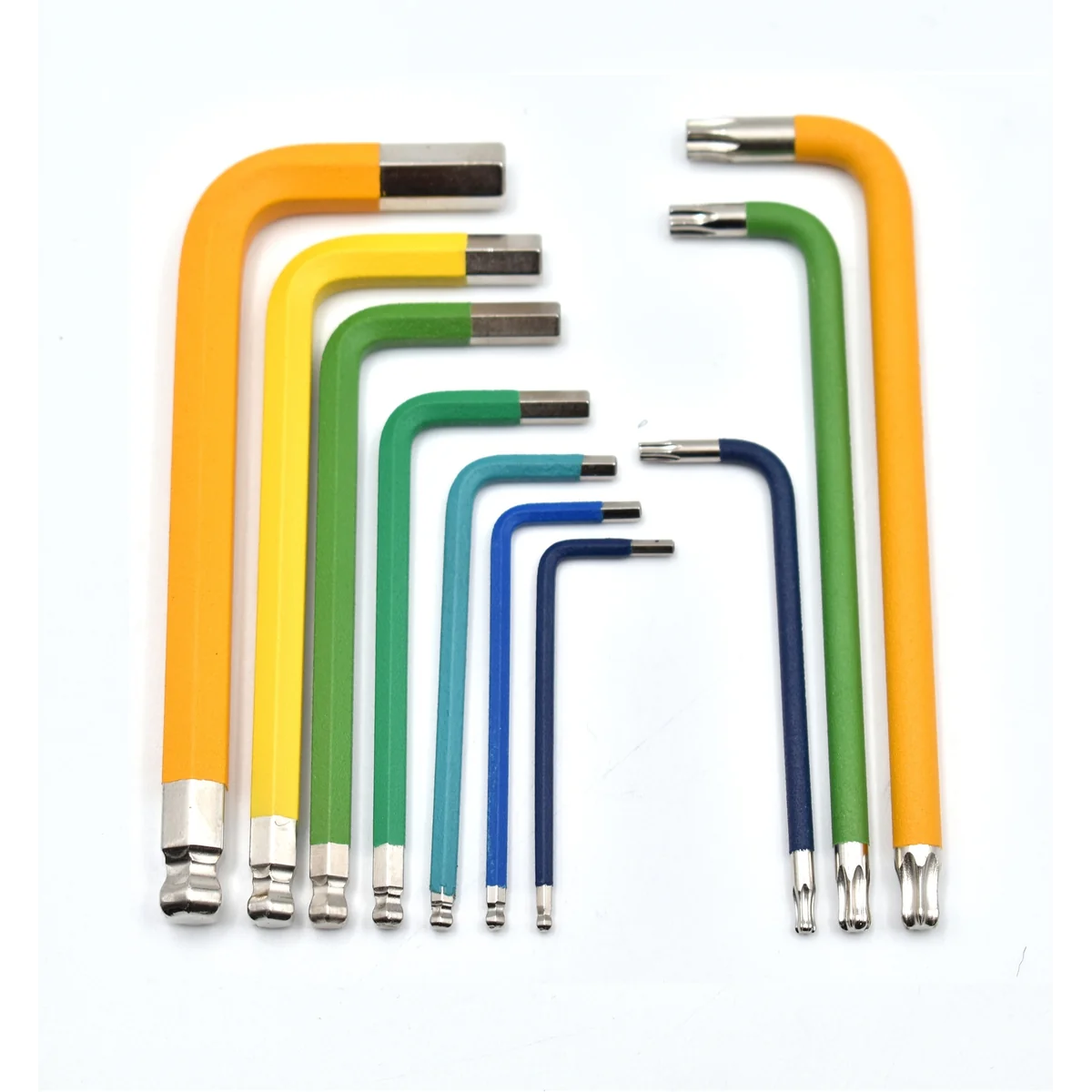 Set 10 chei STROXX 7 hexagonale, 3 TORX, colorate in husa textila neagra