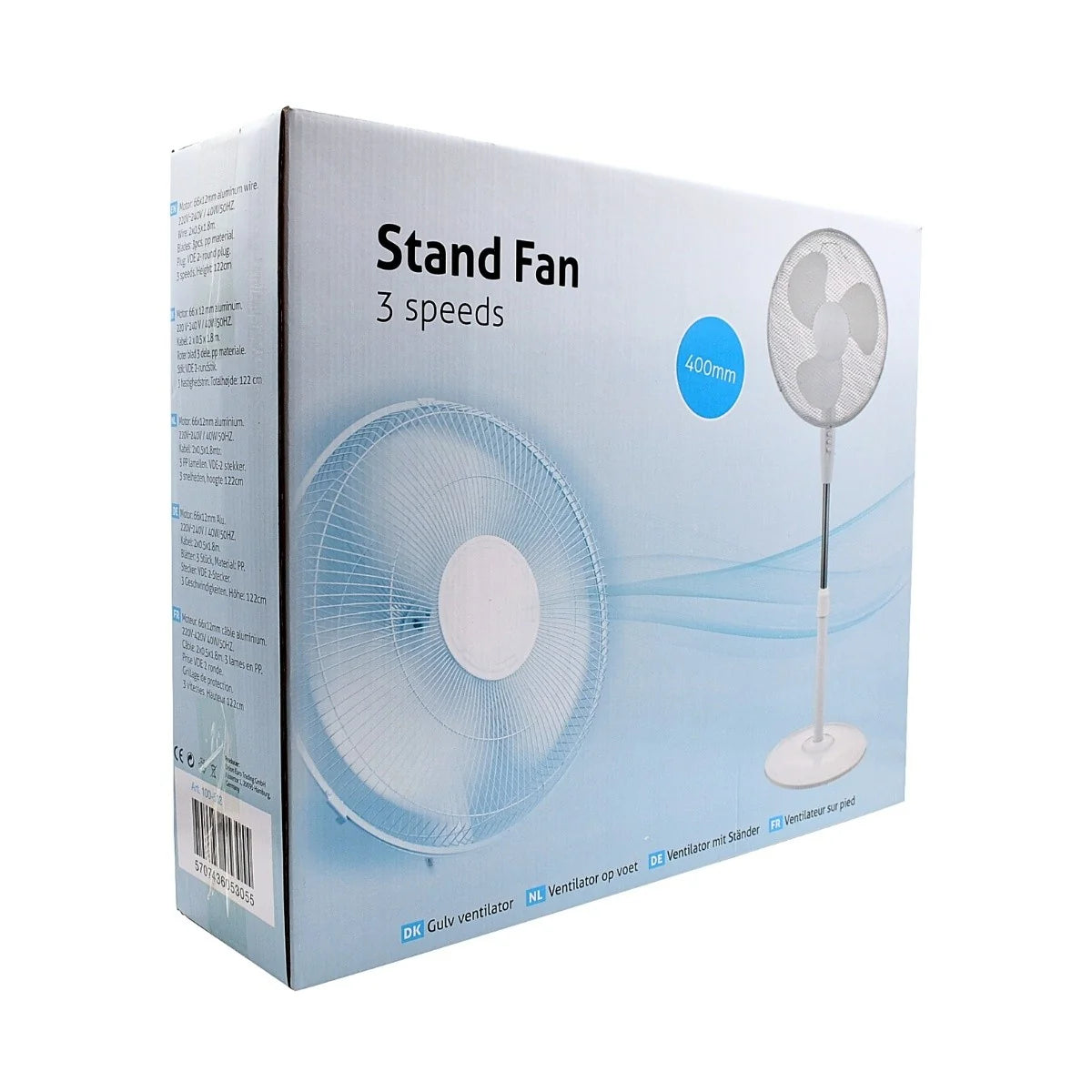 Ventilator de camera cu picior, STROXX, diametru ventilator 400 mm, 40W, 3 trepte de viteza, grilaj metalic, culoare alba