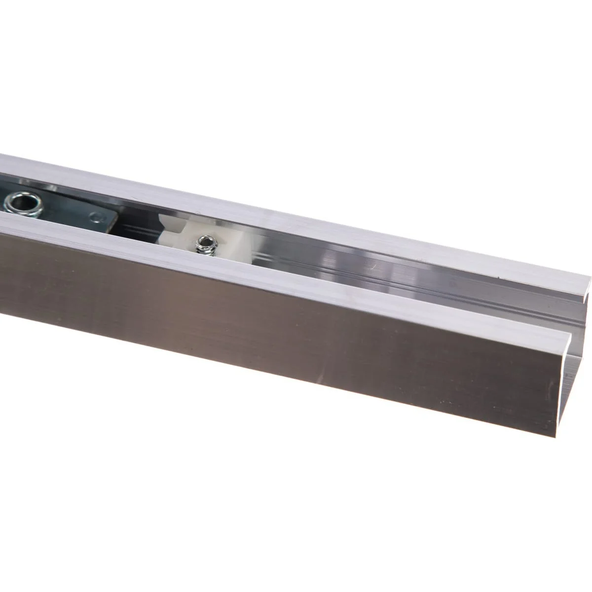 Set sina glisare GEZE Rollan 80 NT pentru usi din lemn, latime intre 500-1190 mm, lungime sina 2350 mm, culoare argintiu