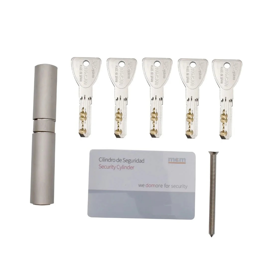Cilindru de siguranta, mcm BPS 45x65, cu protectie la lovire, antigaurire, cartela pentru multiplicare chei, nichel, 5 chei