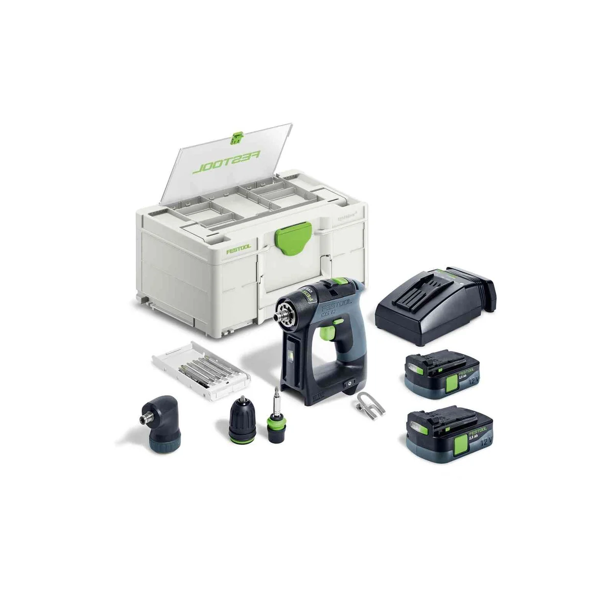 Masina de gaurit si insurubat FESTOOL CXS 12 V 2.5 Ah set cu 2xAcumulatori BP 12 Li+Incarcator+Systainer 576865