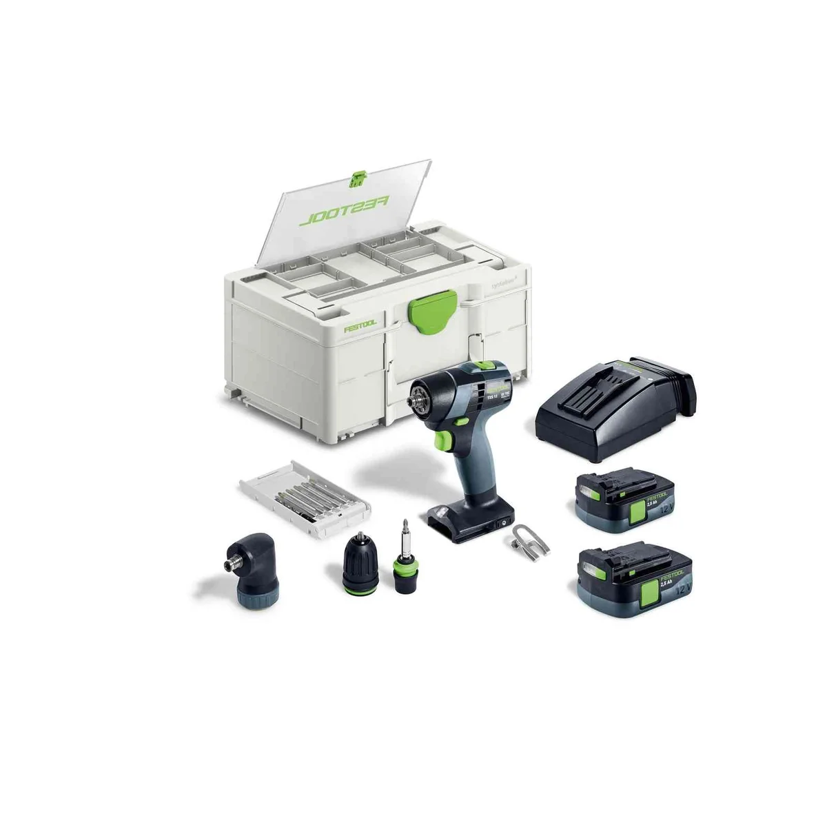 Masina de gaurit si insurubat FESTOOL TXS 12 V 2.5 Ah set cu 2xAcumulatori BP 12 Li+Incarcator+Systainer 576874