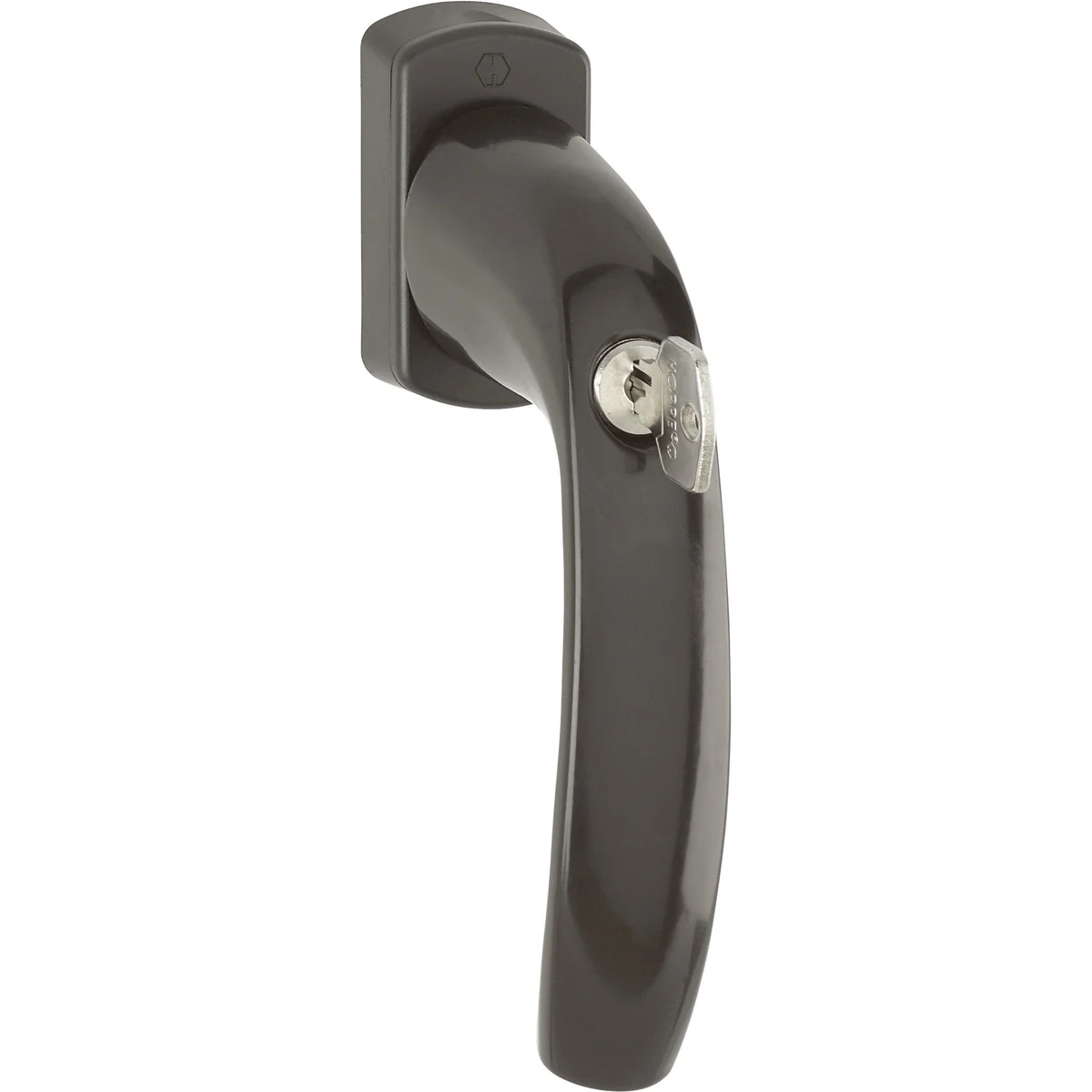 Maner fereastra, Hoppe New York, material aluminiu, culoare maro RAL 8707, patrat 37 mm, cu cheie