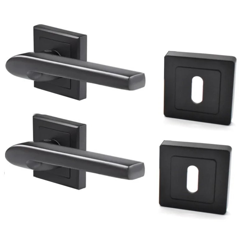 Set manere cu arc pentru usi de interior din lemn Yale Siena cu rozete pentru cheie culoare negru mat 35-ZR-8x8-A002-KT-56-11