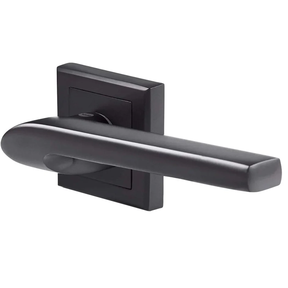 Set manere cu arc pentru usi de interior din lemn Yale Siena cu rozete pentru cheie culoare negru mat 35-ZR-8x8-A002-KT-56-11