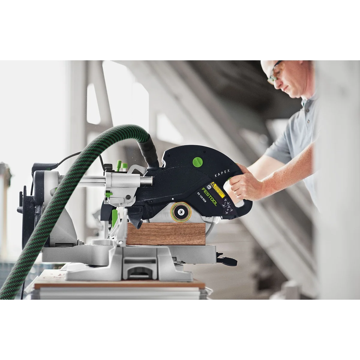 Fierastrau circular stationar cu sanie de glisare, 1200 Wati, turatie 3500 rpm, Festool Kapex KS 60 E - set (561728)