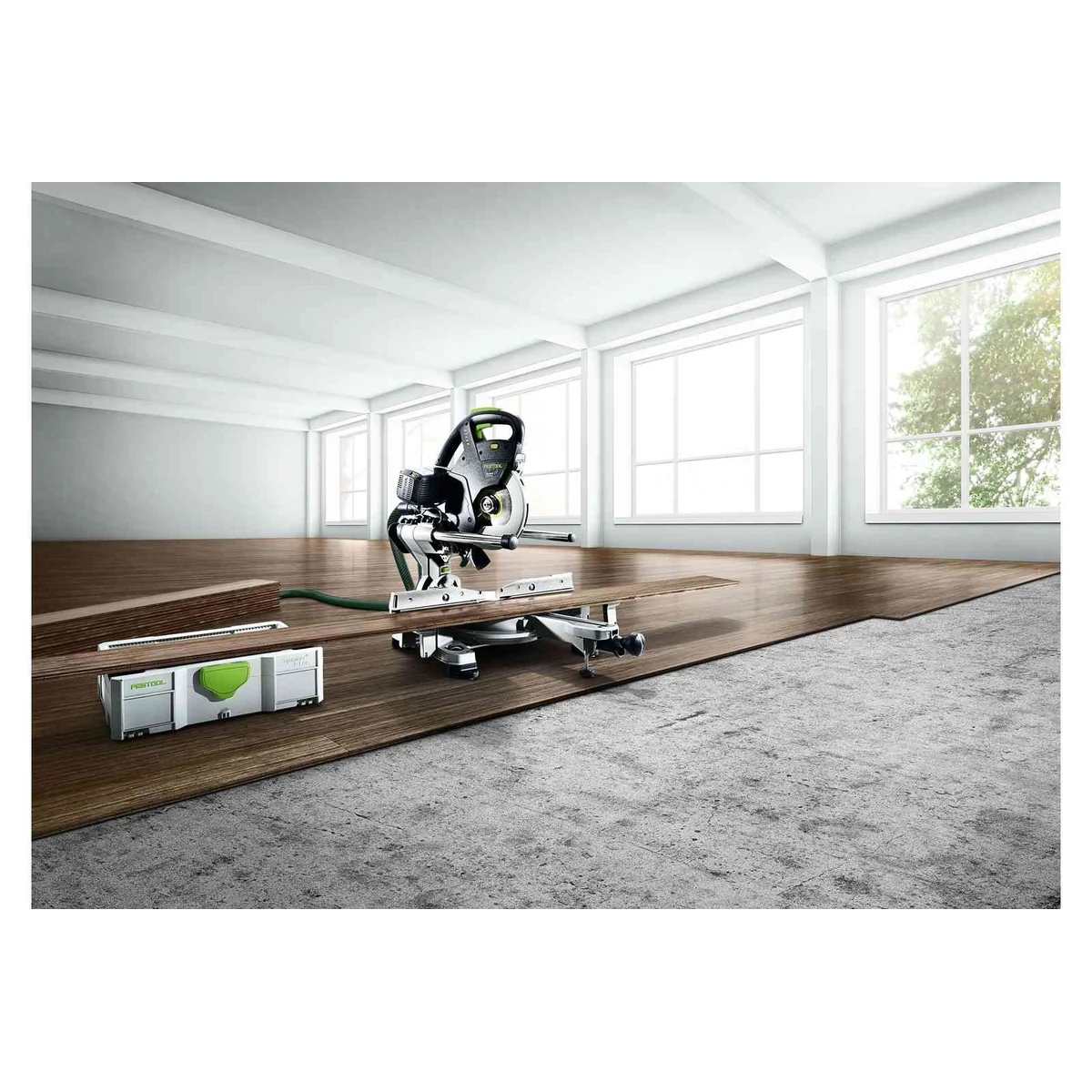 Fierastrau circular stationar cu sanie de glisare, 1200 Wati, turatie 3500 rpm, Festool Kapex KS 60 E - set (561728)
