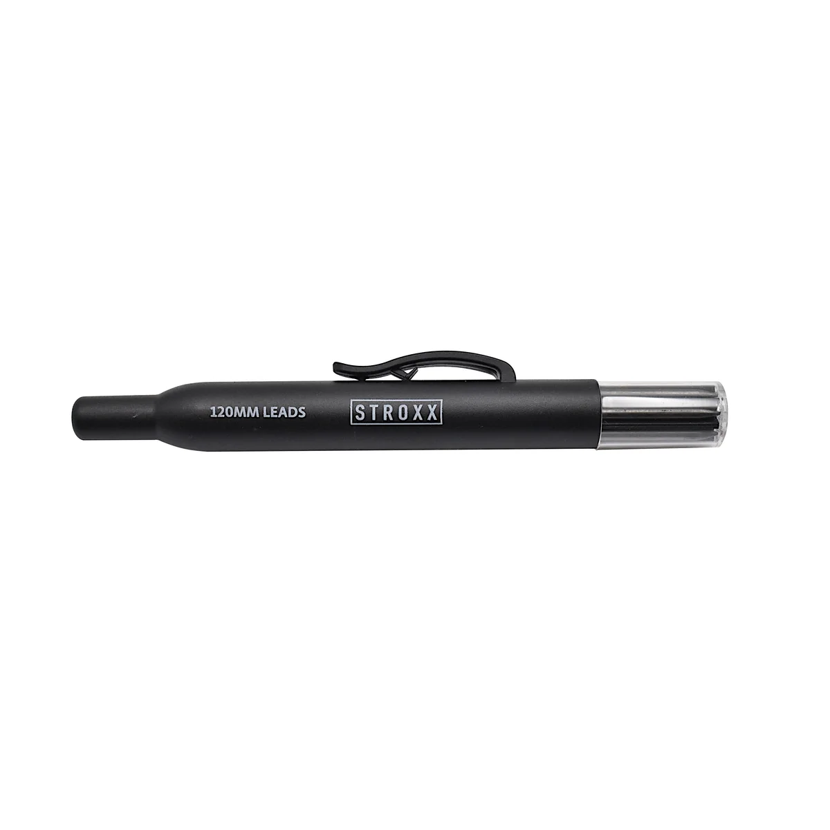 Set 6 mine de rezerva STROXX cu lungimea de 120 mm diametru 2.82 mm, grafit duritate 2B in cutie cu capac distribuitor