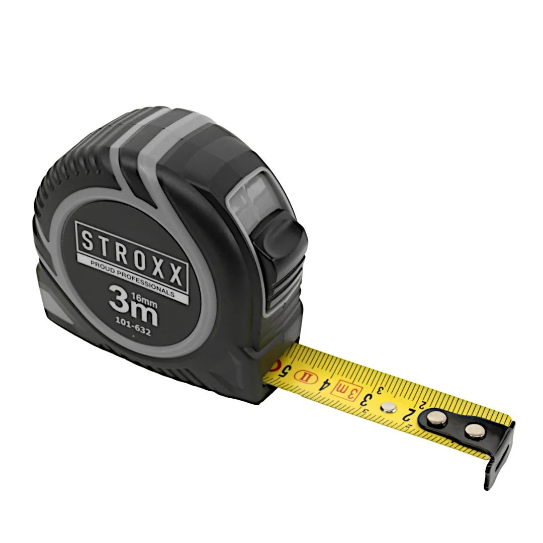 Ruleta cu banda metalica pentru masurare, STROXX, cu blocare si carlig, produs profesional, lungime 3 metri, 101-632