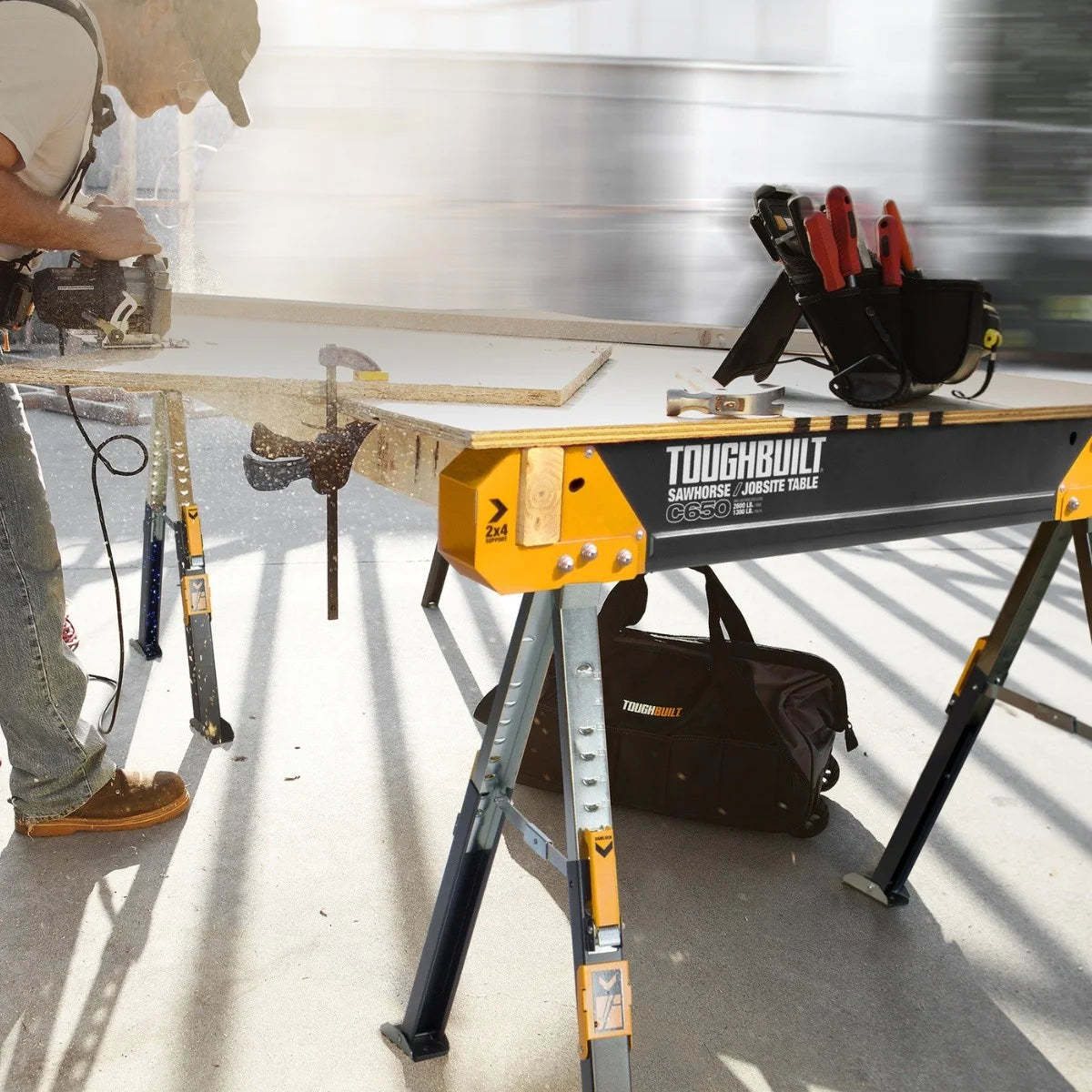 Set banc de lucru, 2 capre pliabile, Toughbuilt TB-C650-2, capacitate 1180kg
