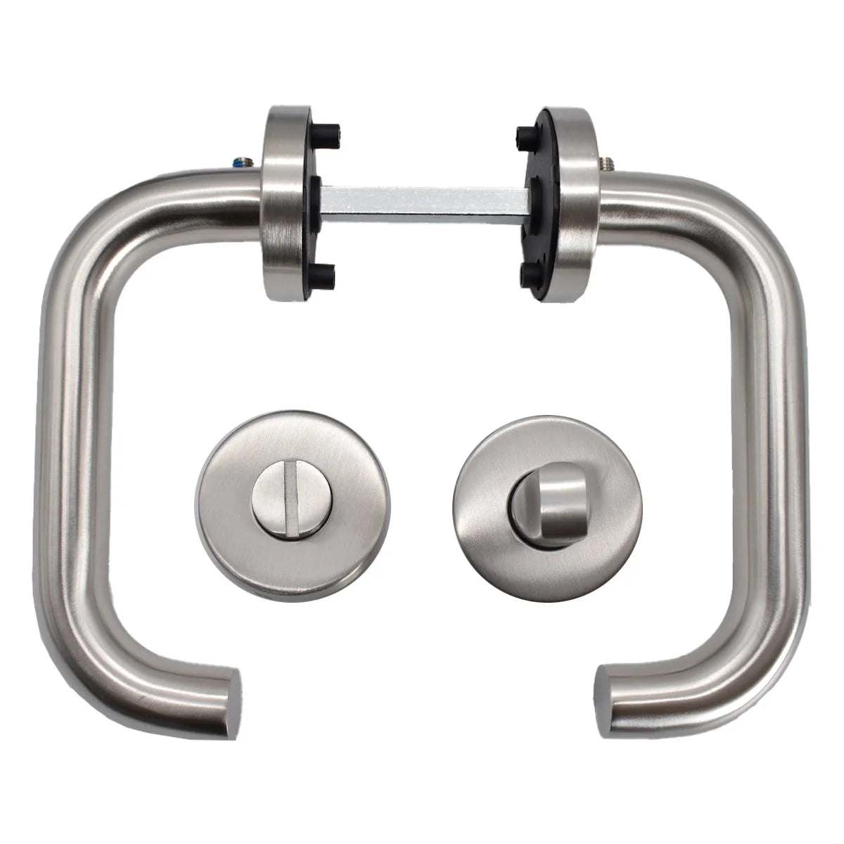 Maner usa interior STROXX cu rozeta pentru baie si maner in forma U, material inox mat