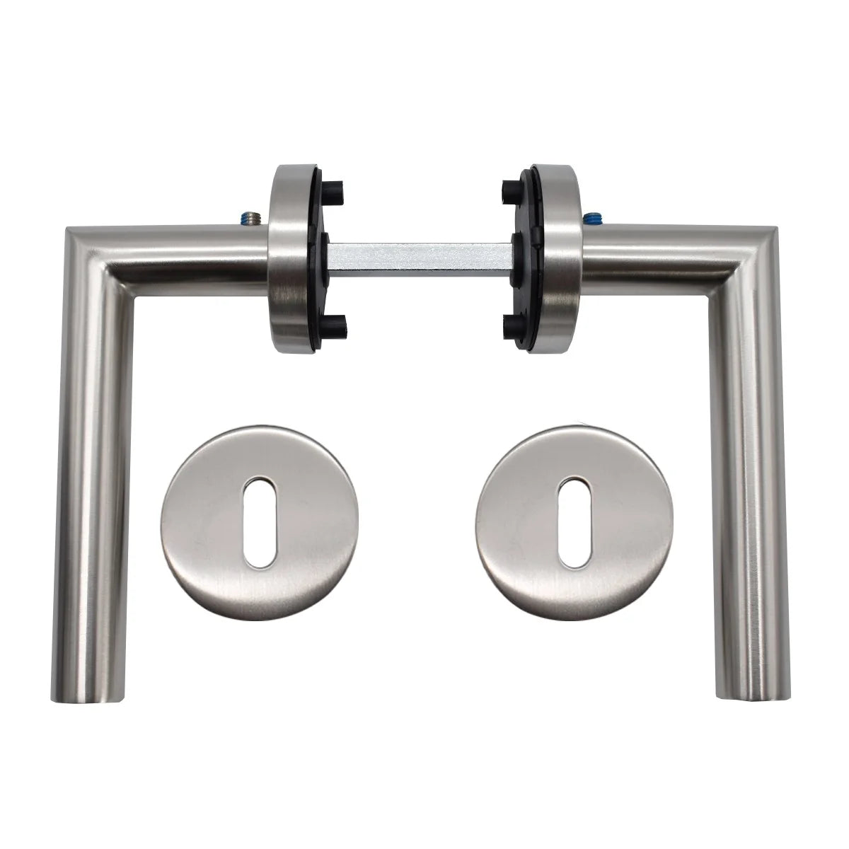 Maner usa interior STROXX cu rozeta pentru cheie si maner la 90 de grade, material inox mat