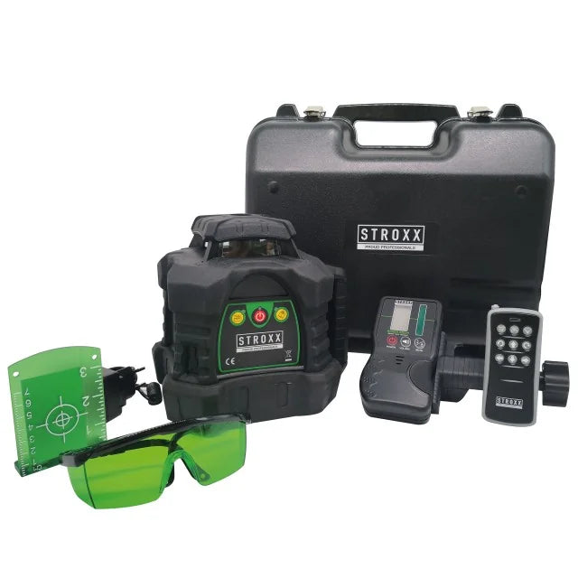 Nivela laser rotativa STROXX, cu telecomanda si detector laser, diametru masurare 500 m, fascicul verde 9072658