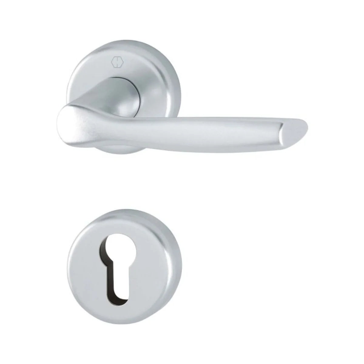 Maner usa interior, Hoppe Milano, cu rozeta pentru cilindru, material aluminiu, culoare argintiu, 119 x 44 mm