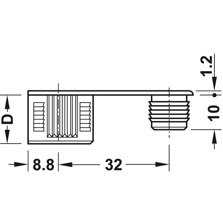 Demontabil pentru PAL Hafele Rafix 20D, cu diblu, pentru lemn cu grosimea de 19 mm, culoare negru