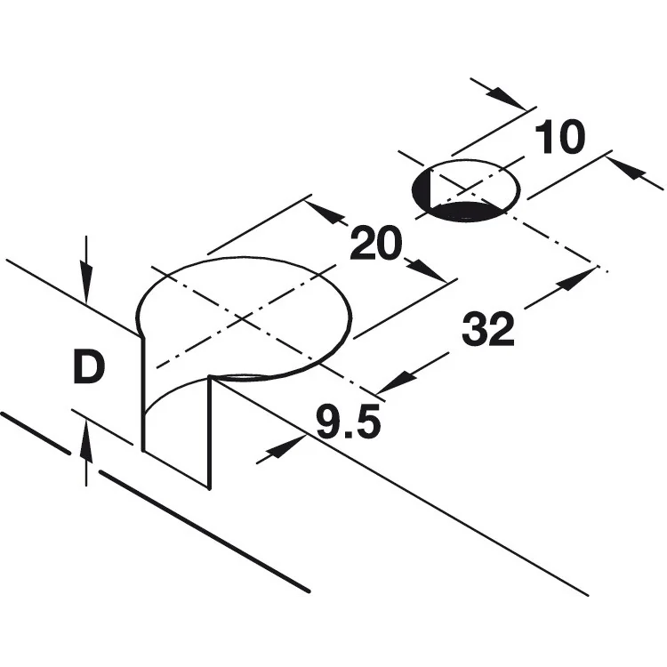 Demontabil pentru PAL Hafele Rafix 20D, cu diblu, pentru lemn cu grosimea de 19 mm, culoare alb