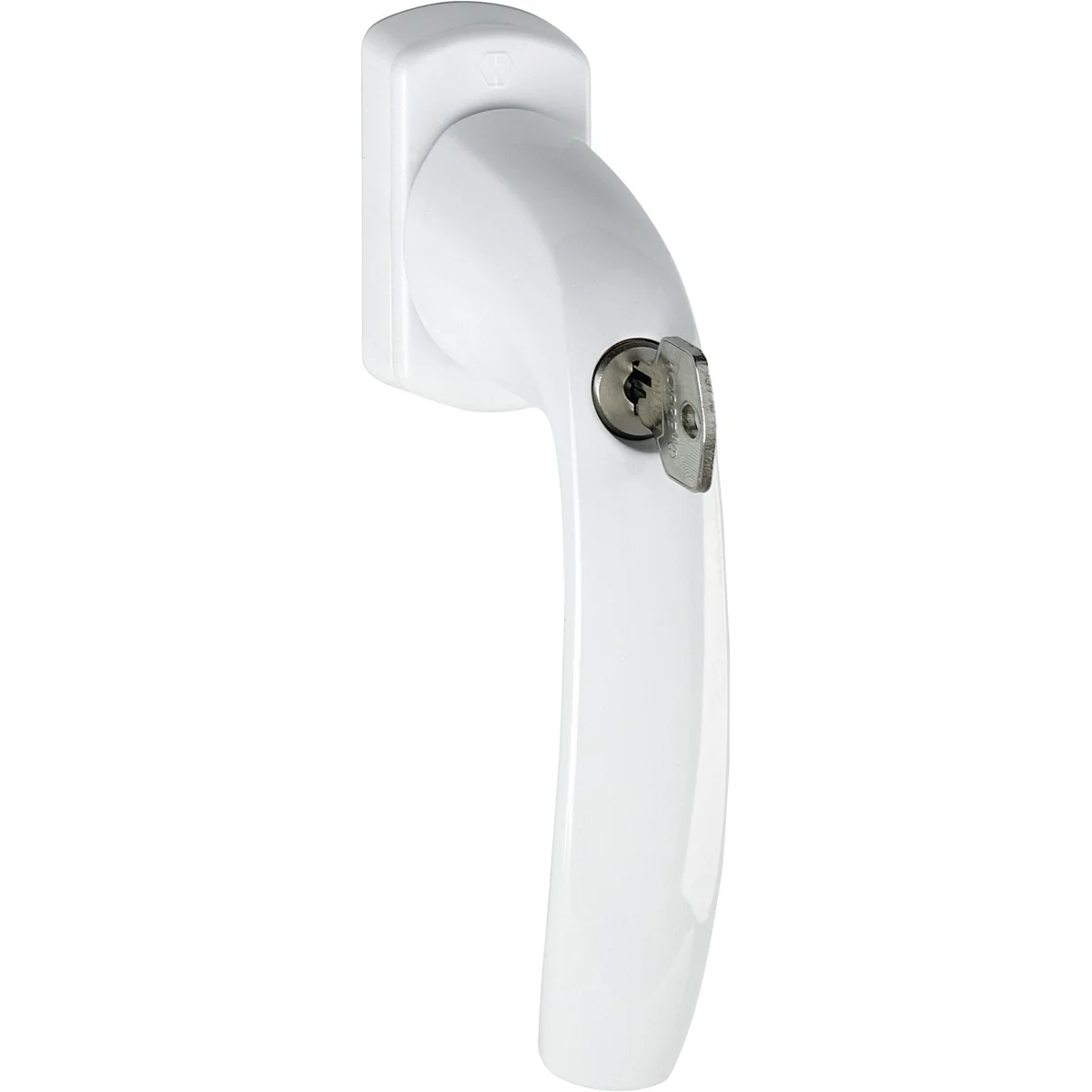 Maner fereastra, Hoppe New York, material aluminiu, culoare alb, patrat 40 mm, cu cheie