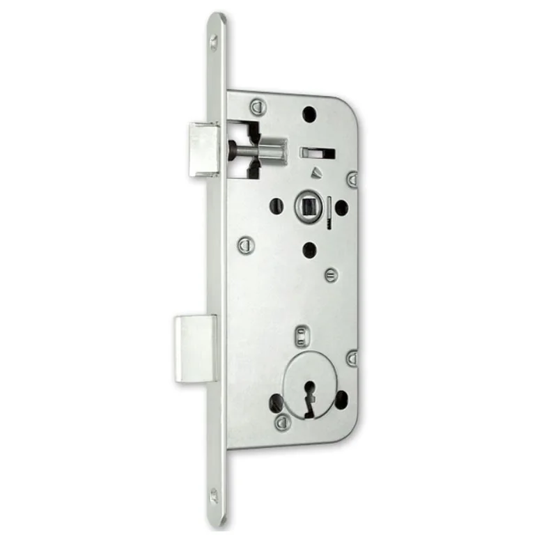 Broasca simpla pentru usi de interior din lemn, Elzett Midi 8, cheie, dornmass 50 mm, interax 90 mm, placa 18 mm, patrat 8 mm