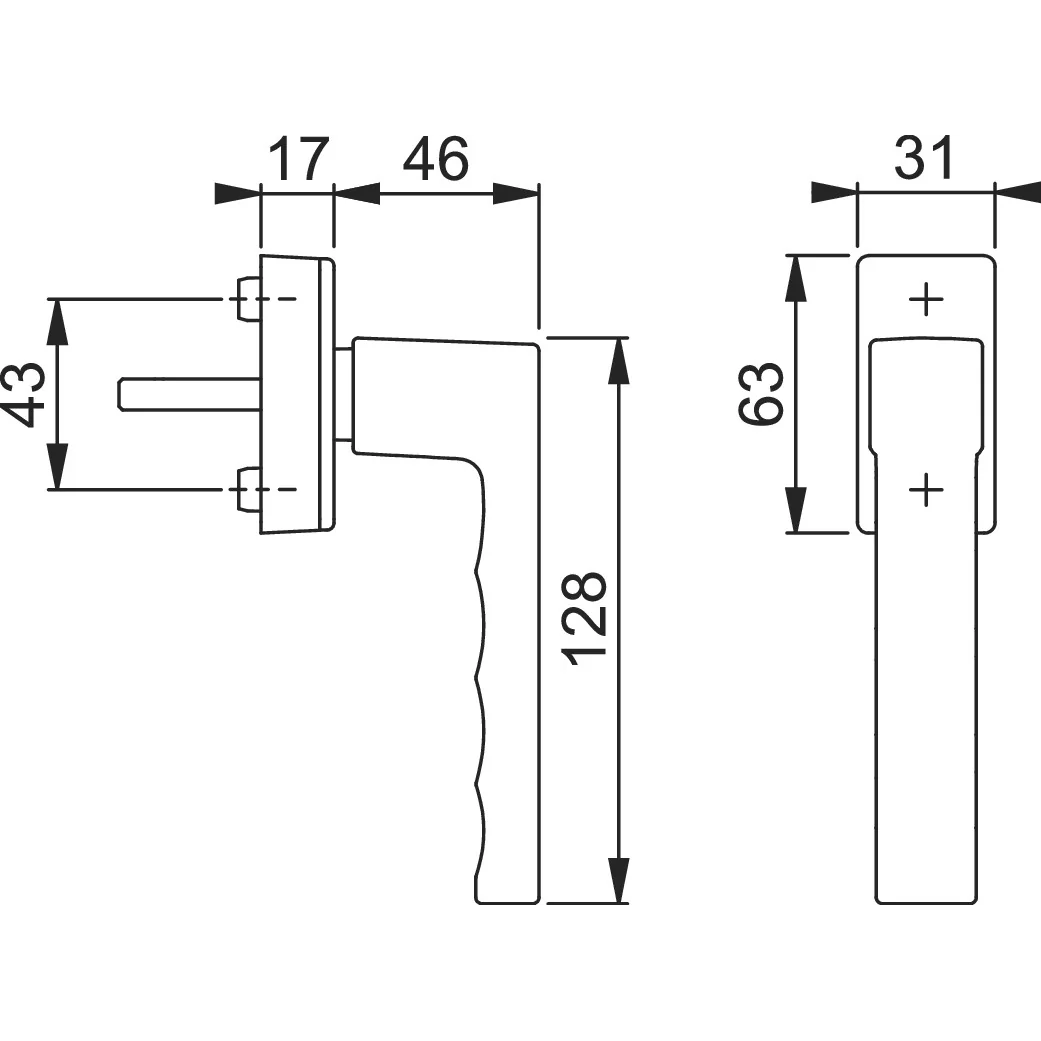 Maner geam termopan, Hoppe Toulon, aluminiu, functie SecuForte, patrat variabil 7/32-42 mm, culoare maro F8707