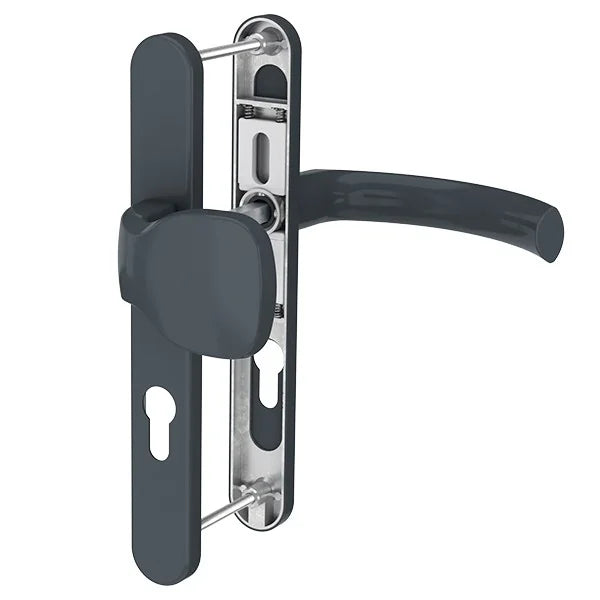Maner usa termopan, Jowisz, exterior, 85 x 32 mm, buton fix, cu arc, material aluminiu, culoare gri antracit mat RAL7016