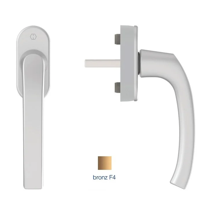 Maner geam termopan, Hoppe Flensburg, aluminiu, functie Secustik, patrat variabil 7/32-42 mm, culoare bronz F4