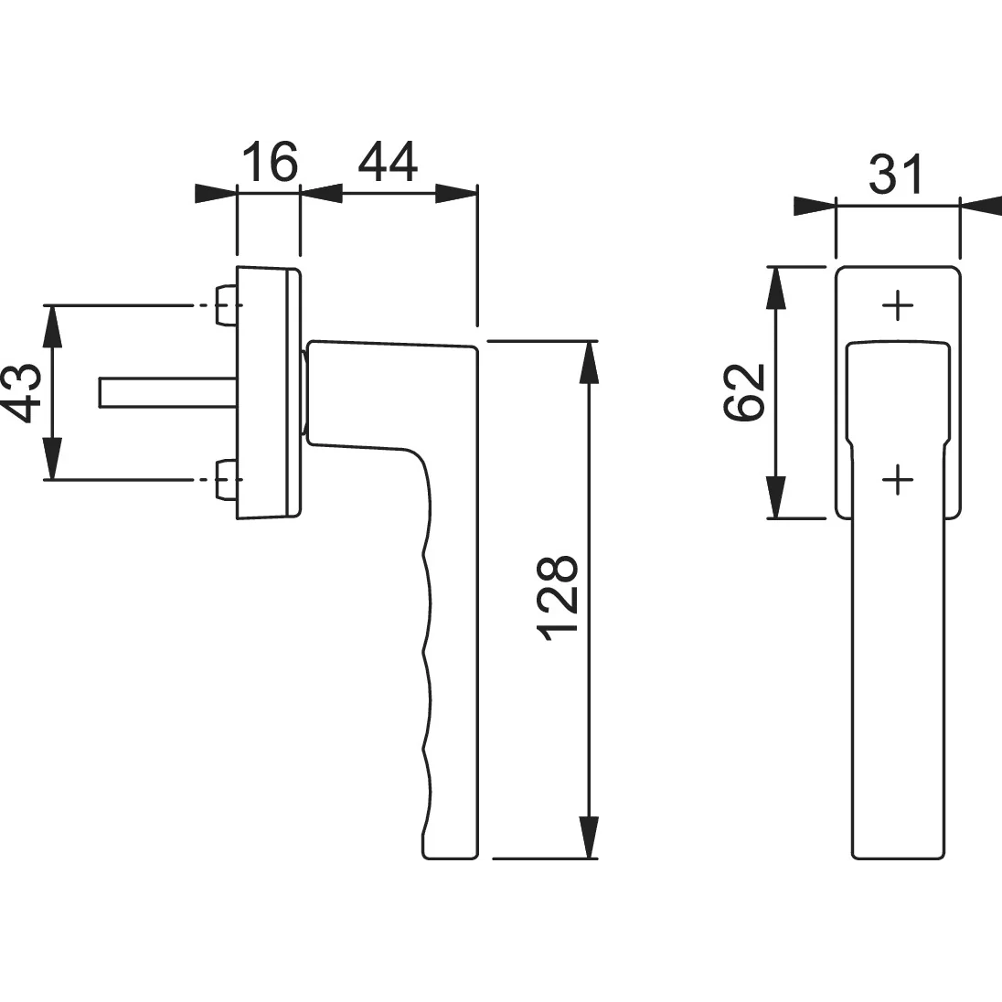 Maner geam termopan, Hoppe Toulon, aluminiu, functie Secustik, patrat variabil 7/32-42 mm, culoare maro F8707
