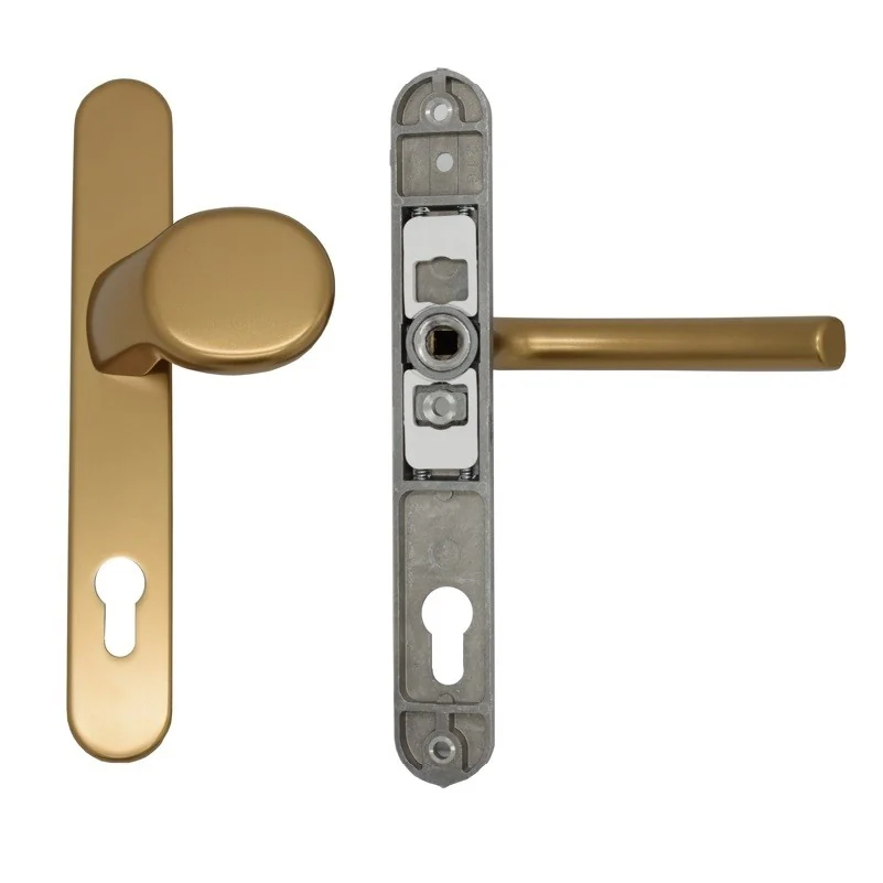 Maner usa termopan, blaugelb KGT35, exterior, 92 x 35 mm, cu buton fix, aluminiu, fara accesorii de prindere, culoare bronz F4