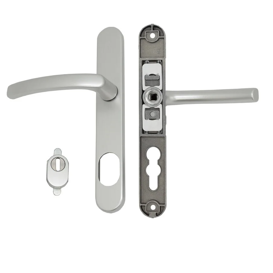 Maner usa termopan, blaugelb DGT35, exterior, 92 x 35 mm cu scut pentru cilindru, aluminiu, fara accesorii de prindere, argintiu