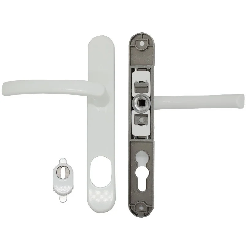 Maner usa termopan, blaugelb DGT35, exterior, 92 x 35 mm cu scut pentru cilindru, aluminiu, fara accesorii de prindere, alb