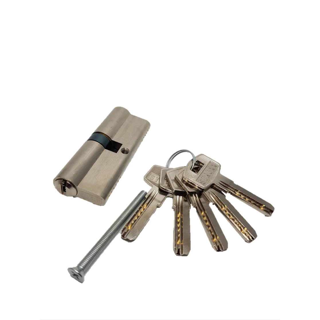 Butuc usa, cilindru, STROXX, dimensiune 40 x 40 mm, din alama, cheie cu amprenta, surub de fixare, 5 chei
